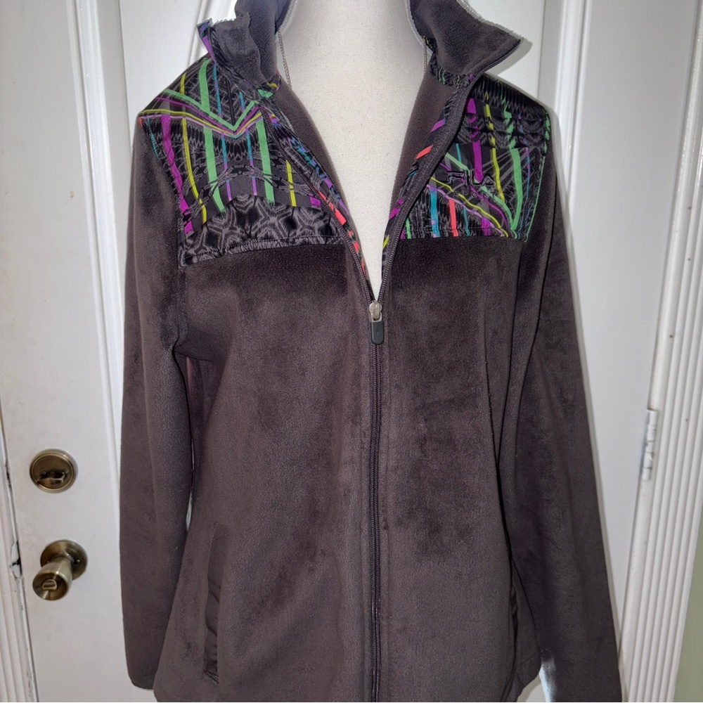 Fila 80s Women's Gray Jacket with Colorful Accents